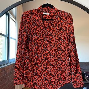 Equipment silk orange and black pattern blouse size S